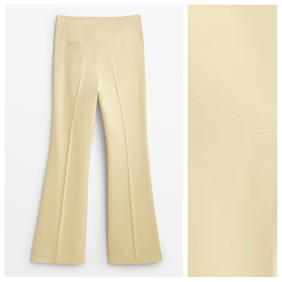 NWT. Massimo Dutti Limited Edition 100% Wool Yellow Flared Trousers. Size 6. - Picture 4 of 10